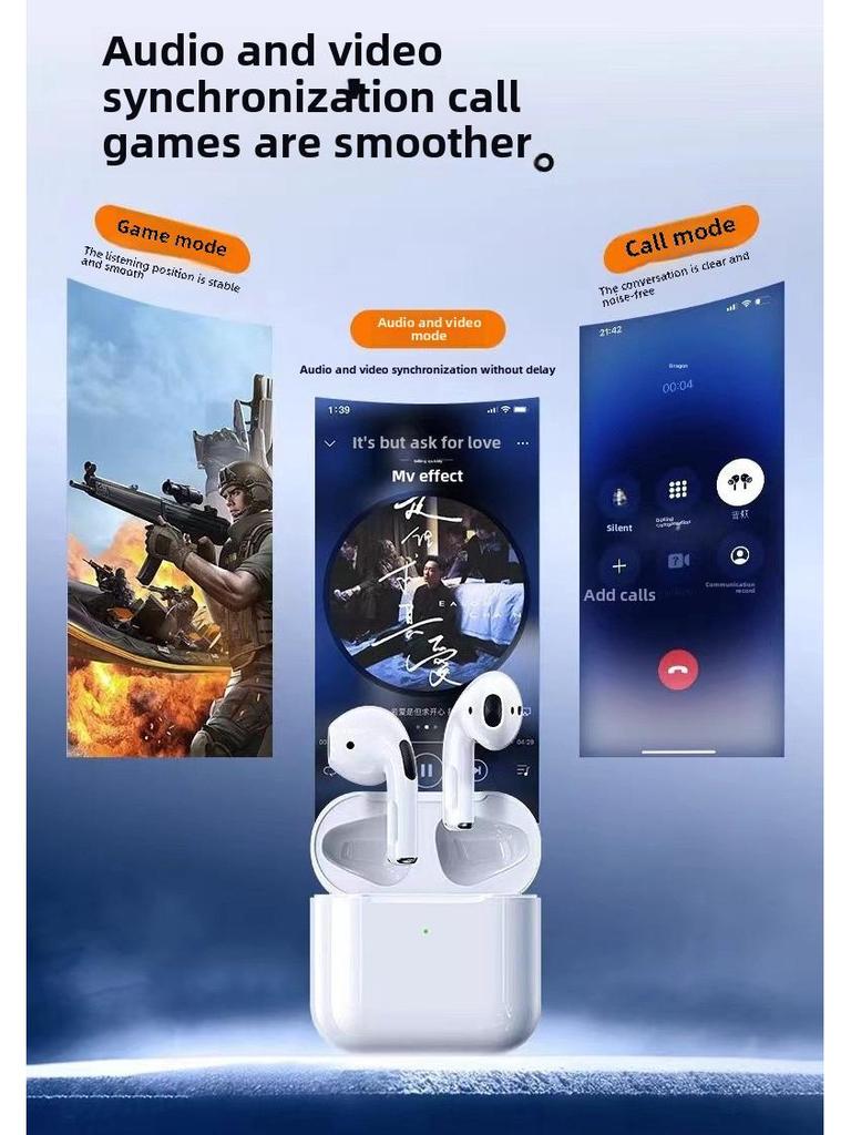 Беспроводная Bluetooth-гарнитура Pro4 Dual Ear In-Ear 2025 года — четвертое поколение, сверхдлительное время работы в режиме ожидания