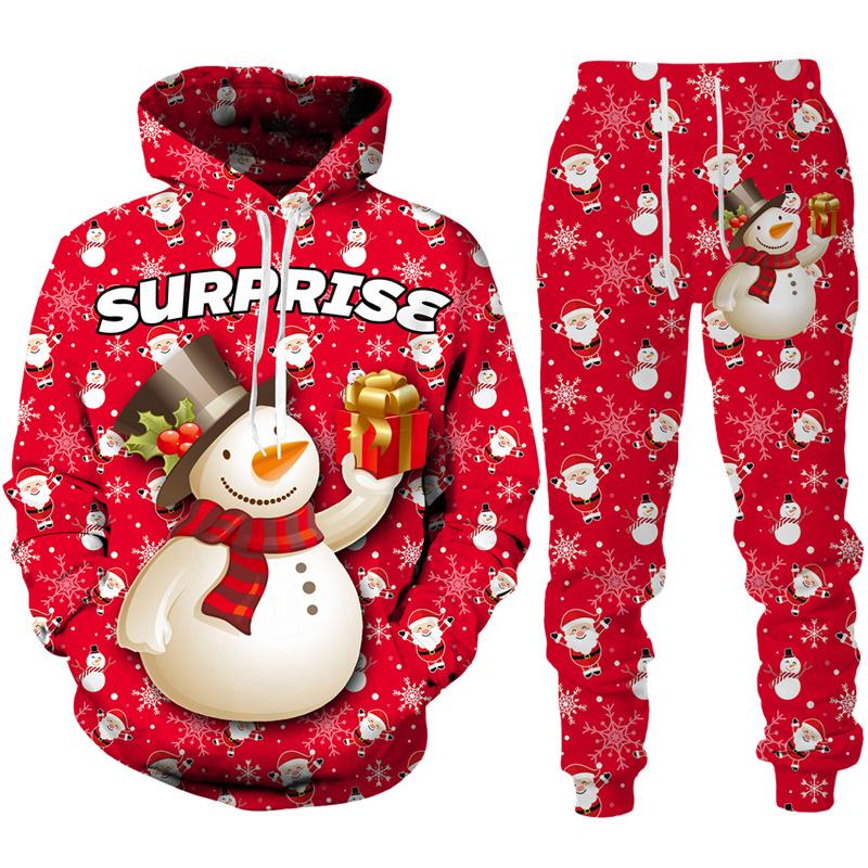 Funny Christmas Theme 3D Print Costume Men/Women Casual Hoodie Pants Outfits Set New Year Party Holiday Streetwear Clothing Suit