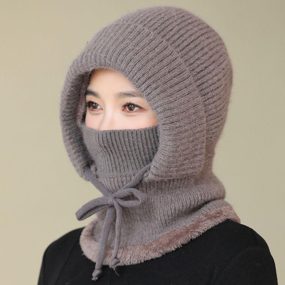 Windproof Knitted Balaclava Hat Ear Protection Pullover Hats Fashion Hooded Cap  All-match