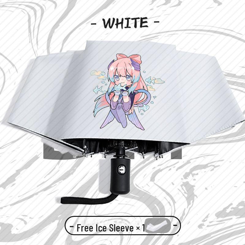 Зонт Genshin Impact Automatic складной с защитой от ультрафиолета для учеников начальной школы - устойчив к ветру, подходит для использования в солнечную и дождливую погоду