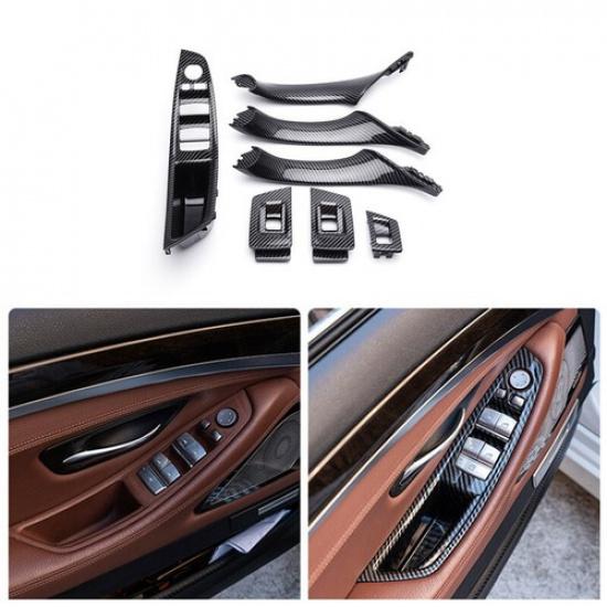 LHD Carbon Fiber ABS Interior Door Pull Handle Trim Parts For BMW 5 F10 F11 F18