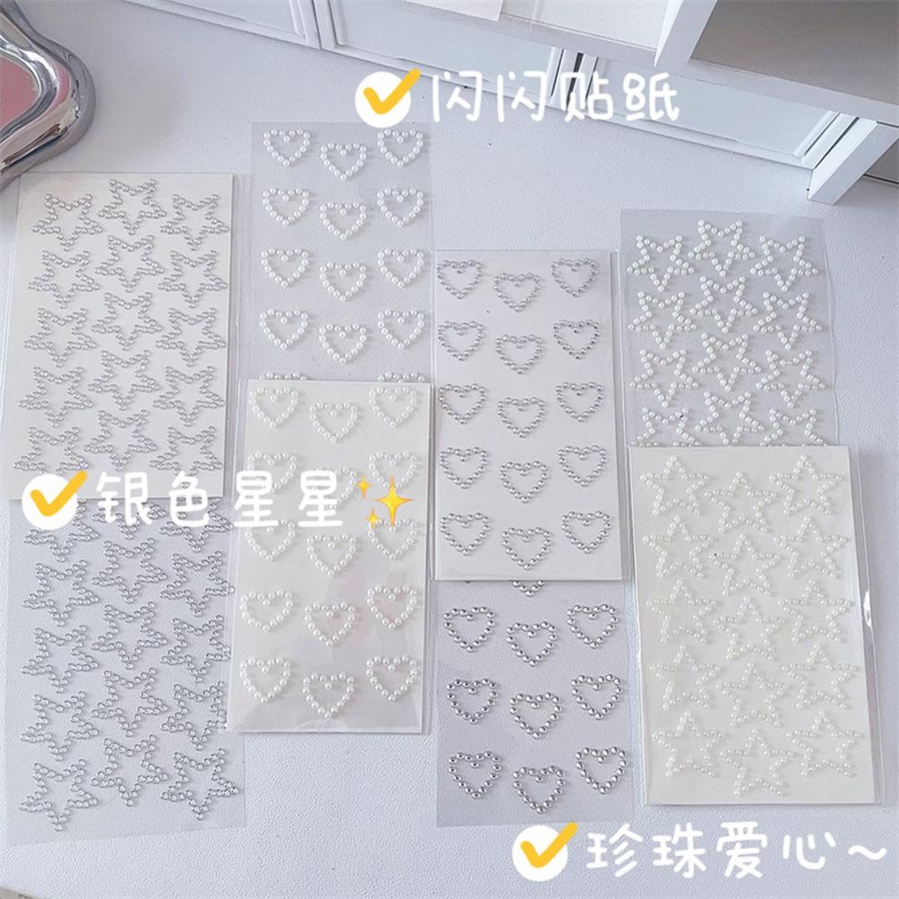 3D Звезда Сердце Формы Жемчуг Кристалл Наклейки Детские DIY Самоклеящиеся Каменные Поделки Блестящие Стразы Канцелярские Наклейки Девочки