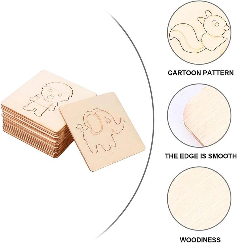 10-20 шт. Деревянные DIY Детские Игрушки для Рисования Трафареты для Рисования Шаблон Поделки Игрушки Пазл Развивающие Игрушки Для Детей Подарки