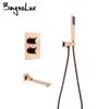 Rose Gold Thermostatic Shower Faucet 2Way Knob Control Temperature Handheld Shower Tap 1.5M Hose Spout Hot & Cold Bathroom Mixer