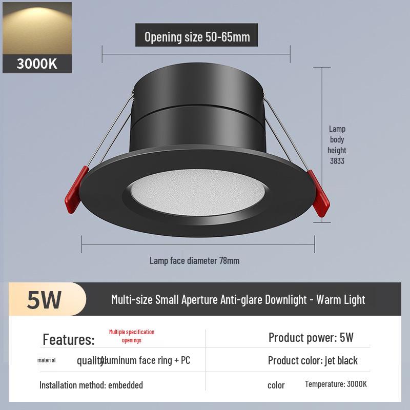 2-Inch Round Recessed Downlight, 56.5cm Opening, 35.5cm Small Ceiling Light, Home Mini