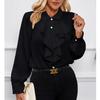 Women's Loose Casual Solid Color Ruffle Edge Shirt Long Sleeved Shirt Fashionable Shirt