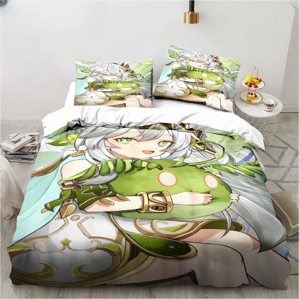 New Genshin Impact Nahida Kawaii Cute Cartoon Nahida King Twin Double Child Bedding Set Microfiber or Polyester Duvet Cover Set