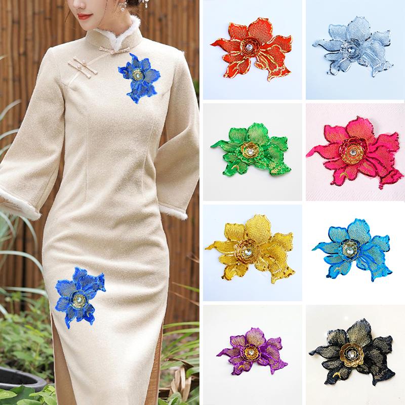 1 шт. блестки цветок сумка декор нашивки ремонт яркие алмазные вышитые нашивки DIY швейные аксессуары для одежды китайский стиль