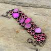 Розовый браслет с друзами, гальванический медный браслет, регулируемый браслет-цепочка, браслет с розовым турмалином и драгоценными камнями, ювелирные изделия ручной работы, подарок для него