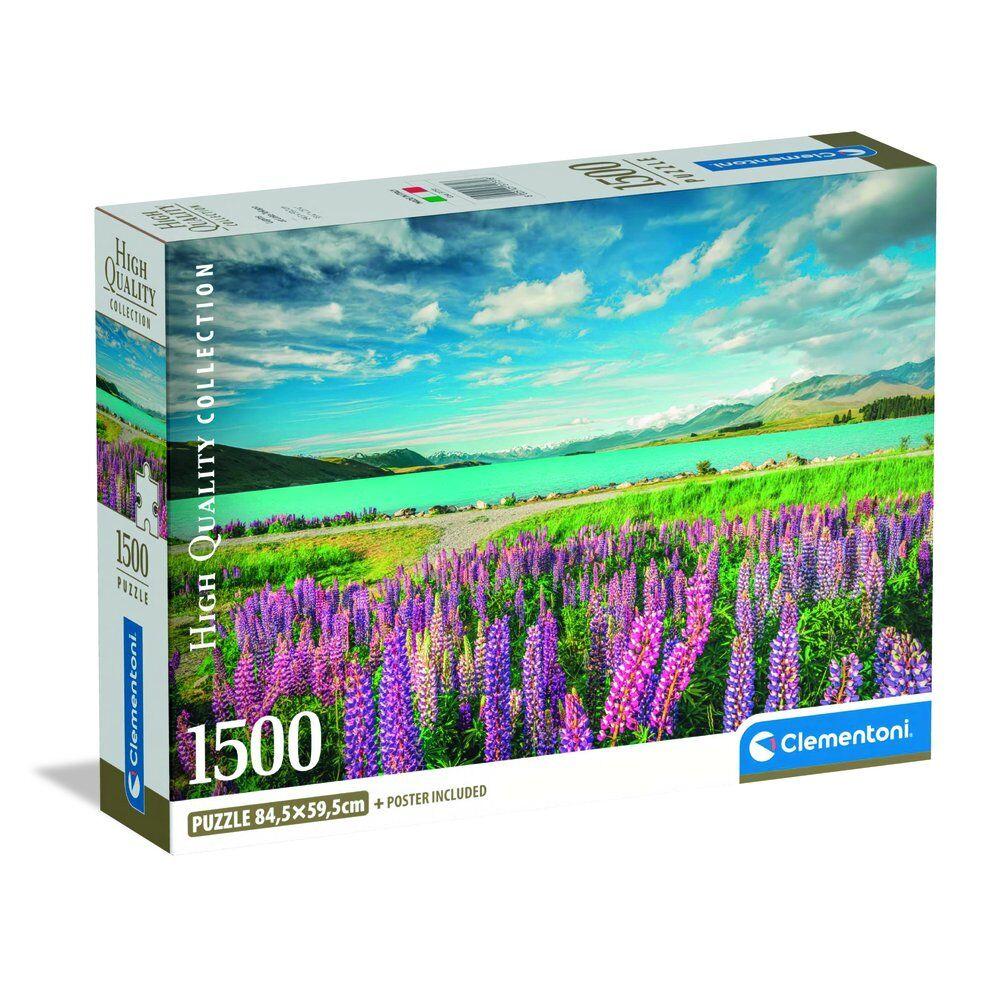 1500 Piece Puzzle. Compact Lupins at Lake Tekapo