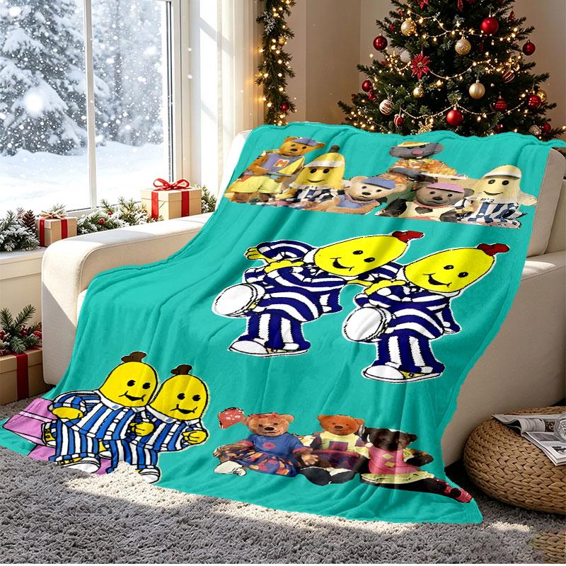 Bananas in Pyjamas Pattern Blanket for Home Decoration, Bed, Sofa, Car Travel, Camping, Suitable for All Seasons, Birthday Christmas Gift