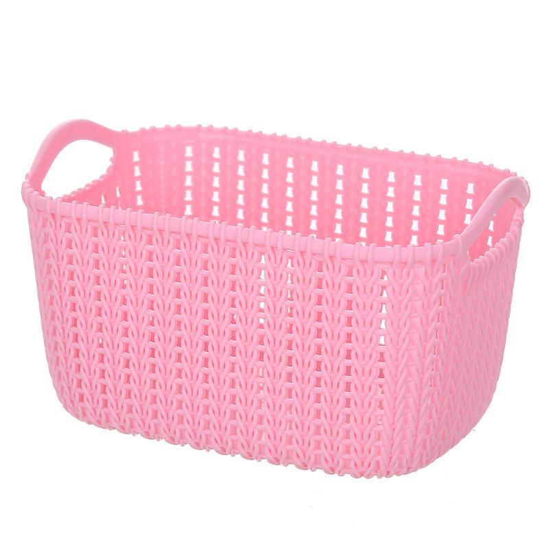 Imitation Rattan Plastic Uncovered Basket Handheld Storage Frame,Baskets for Organizing, Bathroom Cosmetics Storage Box