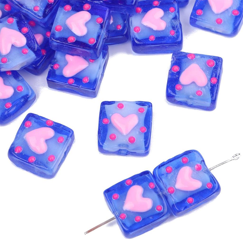 1 шт. ручная роспись цветные стеклянные точки любовь квадратные бусины для DIY ожерелье браслет серьги изготовление ювелирных изделий аксессуары для рукоделия