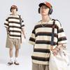 Summer new fashion casual loose striped short-sleeved T-shirt couple versatile Japanese trendy brand ins half-sleeved t-shirt