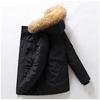 Down Jacket Men's Winter Minimalist Solid Color Fur Collar Hooded Warm Parka Casual Comfortable White Duck Down Coat Male