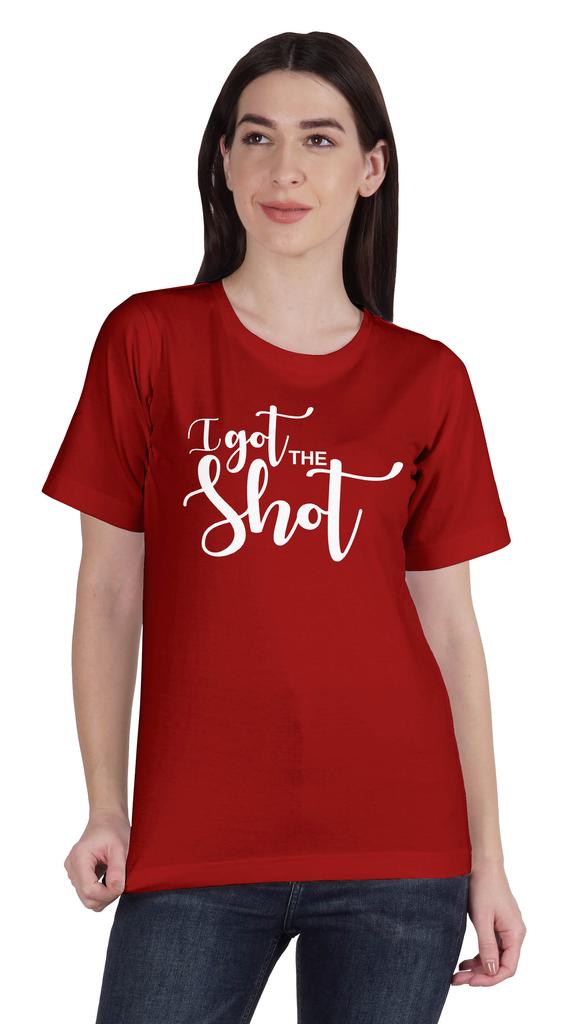 Inkmeso Женская футболка с круглым вырезом и надписью I Got The Shot Funny Pro Vaccine из хлопка