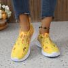 Fashion Flower Print Knitted Sneakers Women Shiny Crystal Breathable Walking Shoes Woman Plus Size 43 Casual Non-Slip Sock Shoes Ladies
