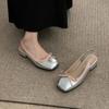 Fashion New Fashion Woman Ballet Flats Comfortable Bow Ladies Sandals 2025 Female Flats Sliver Boat Shoes Square Toe Slip On Flat Shoes