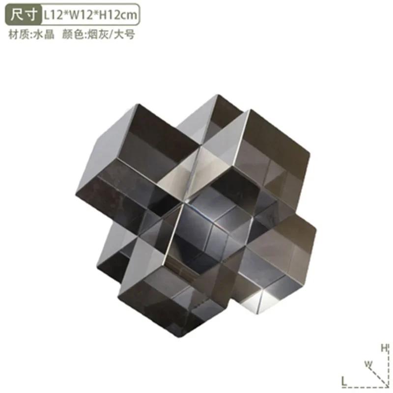 Minimalism Cross Crystal Ornaments Transparent Geometric Square Crystal Statue Desk Decoration Frosted Glass Crafts Sculpture