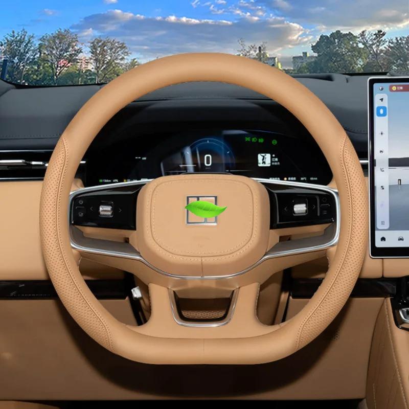 For Geely ZEEKR 9X 2025 2026 Steering Wheel Cover Case Nappa Leather Steering Covers Protector Car Styling Interior Accessories