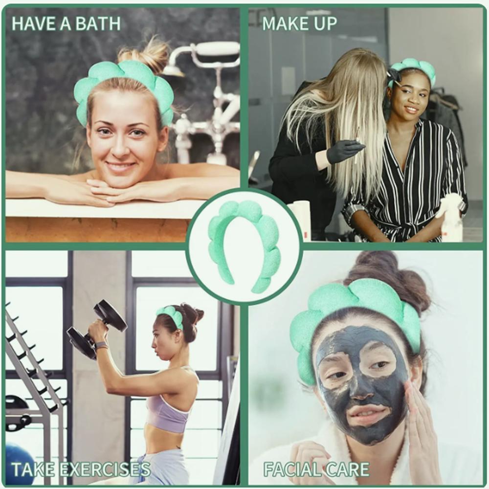 Губчатые повязки на голову для женщин и девочек, пышная повязка для волос, махровая ткань с пузырьками для макияжа, Co Spa, ретро повязка для волос, женские аксессуары для волос, головные уборы