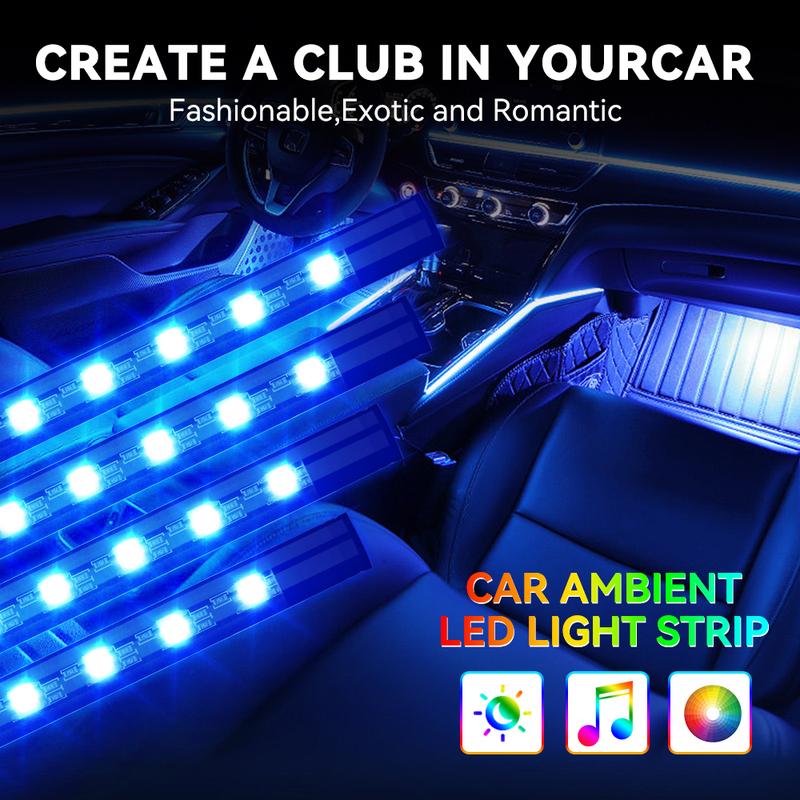 Car LED Lights Interior Lights with App/Remote Control RGB Lights Music Mode LED Lights for Car Interior Atmosphere Light Strip