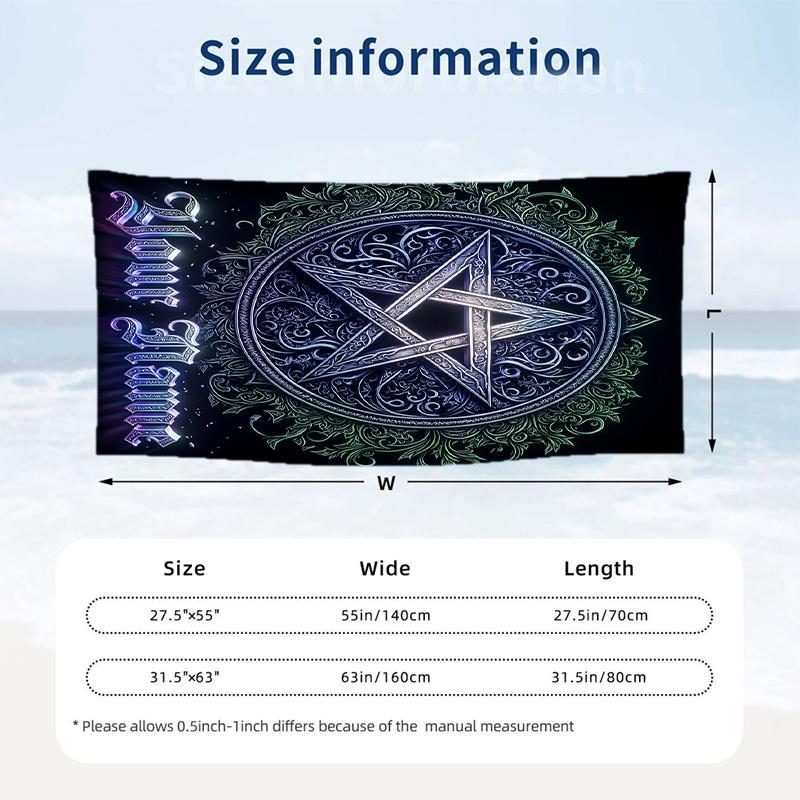 Witchcraft Theme Beach Towel Personalized Custom Name & Text Soft Quick Dry Beach Towel for Swimming Travel
