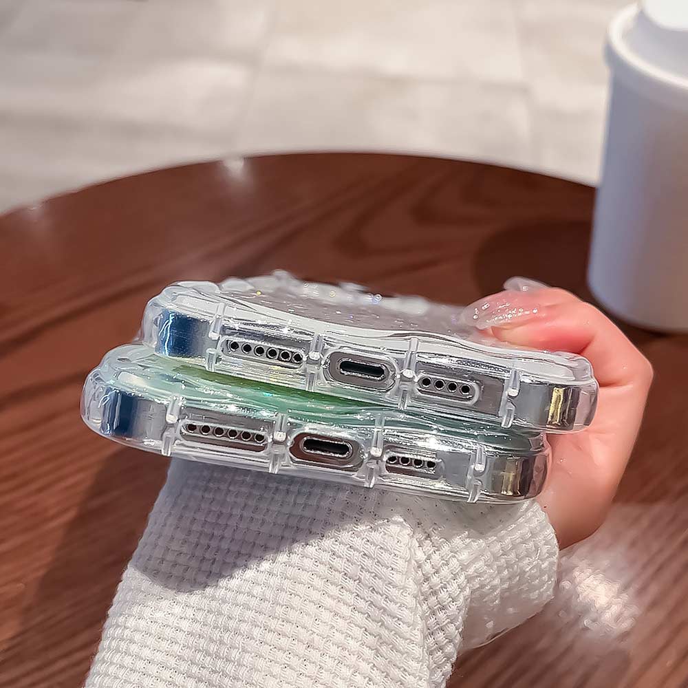 Fashion Cute Wave Frame Glitter Case For Iphone 14 13 11 12 Pro Max 14plus Shining Shockproof Soft Silicone Cover Bumper