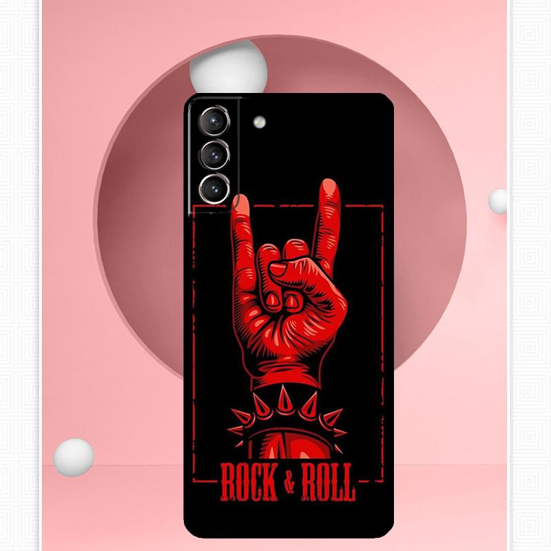 Rock and Roll Skull Cover For Samsung Galaxy S23 S24 Ultra S8 S9 S10 S22 Plus Note 10 20 Ultra S20 S21 FE Case