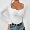 Embroidered Eyelets Pleated Chest Lace Decorative T-Shirts Women’s