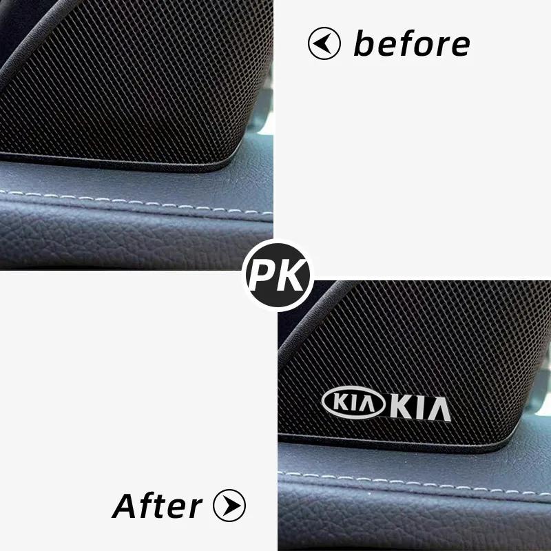 AANW1 10pcs 3D aluminum speaker stereo speaker badge emblem Sticker for Kia Ceed Cerato Rio Sportage Soul K3 K5 Sorento Optima Picanto