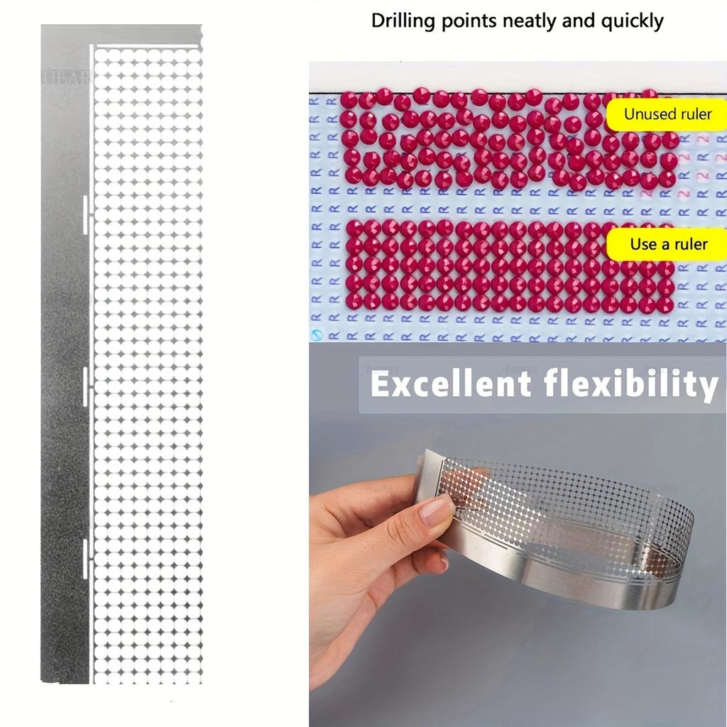 Линейка для алмазной живописи, новая липкая алмазная линейка, антипригарная нержавеющая сталь, большая универсальная прямая линейка, инструмент