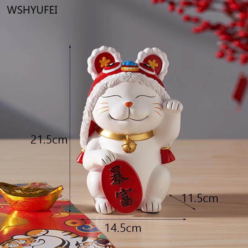 1 шт. Полимерная фигурка кота-бога богатства, голова тигра, голова льва для танца льва, подарок на новоселье и открытие, скульптура, ремесла для украшения