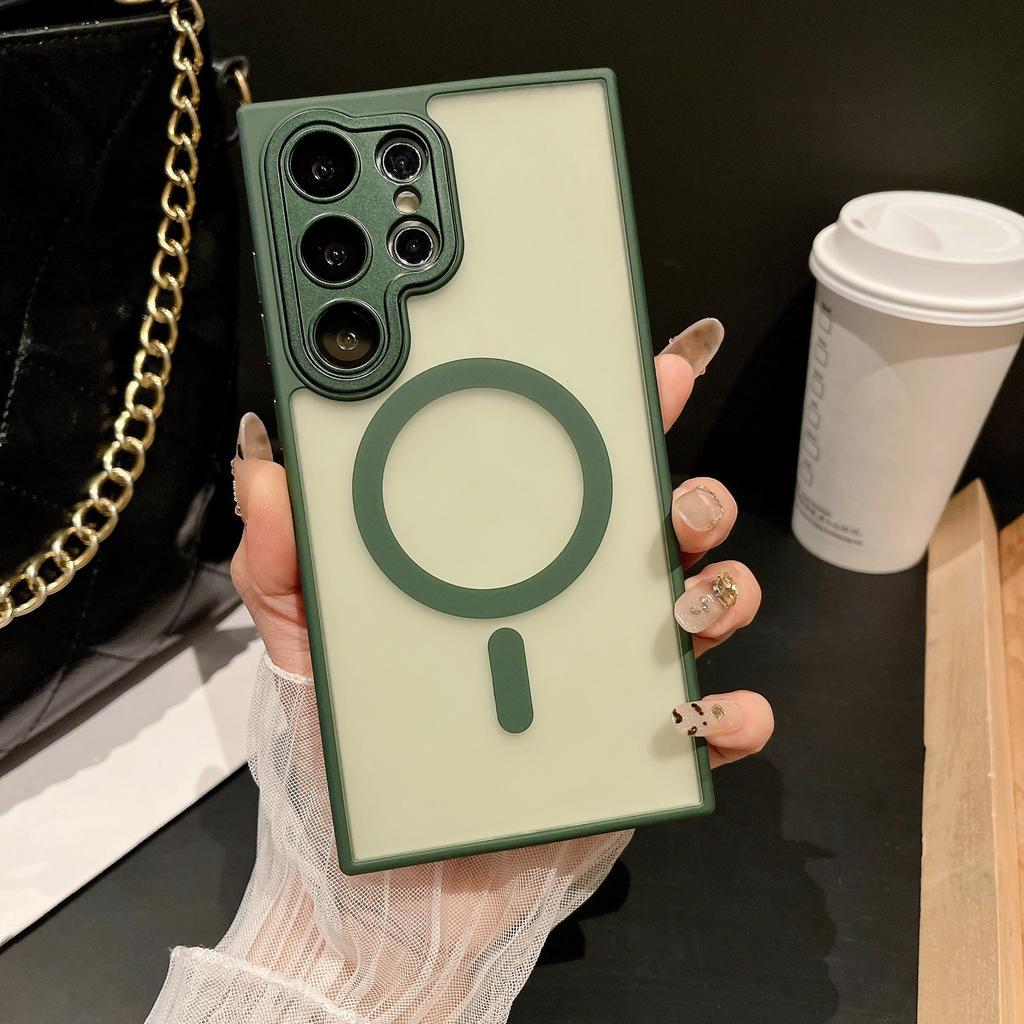 Suitable for Samsung S25ultra Skin Sensitive Magnetic Suction Mobile Phone Case S24plus Matte S23 Lens Film Full Inclusive Protective Case