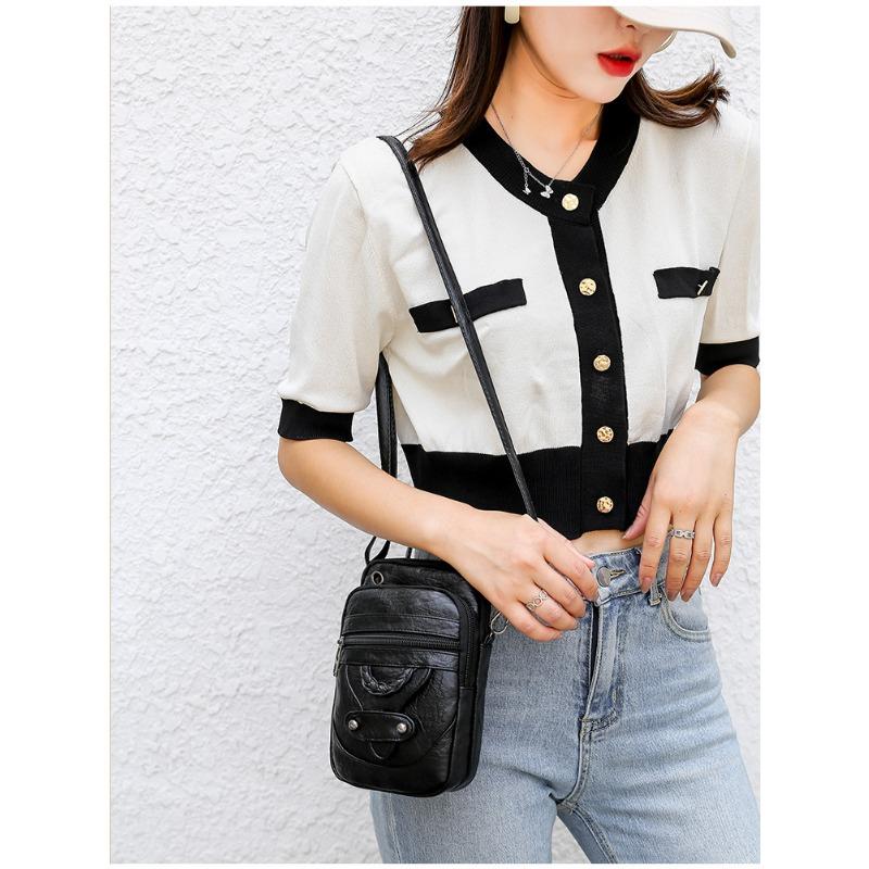 Women Crossbody Bag New Texture Shoulder Bag Phone Bag Soft Leather Chic Euro-American Style Mature Fashion Vintage Small Bag