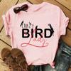 Summer Cartoon Animal Parrot Print Round Neck Short Sleeve T-shirt Base for Women Fashion T Shirt Women Casual Clothes Y2k Tops