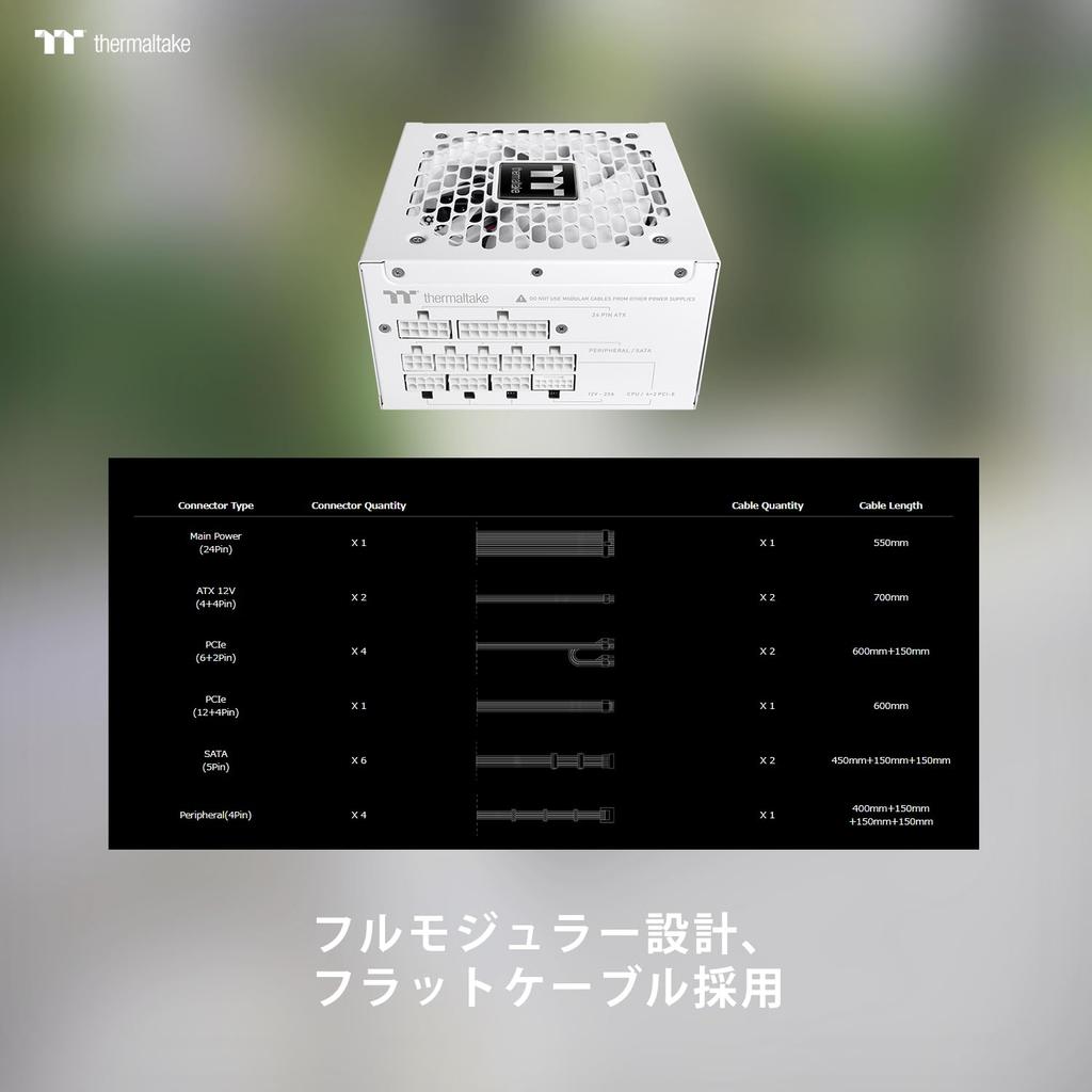 Thermaltake TOUGHPOWER GT 850W Snow ATX 3.1/PCI Express 5.1 Compatible 80PLUS GOLD PC Power Supply Unit White PS-TPT-0850FNFAGJ-W PS1503