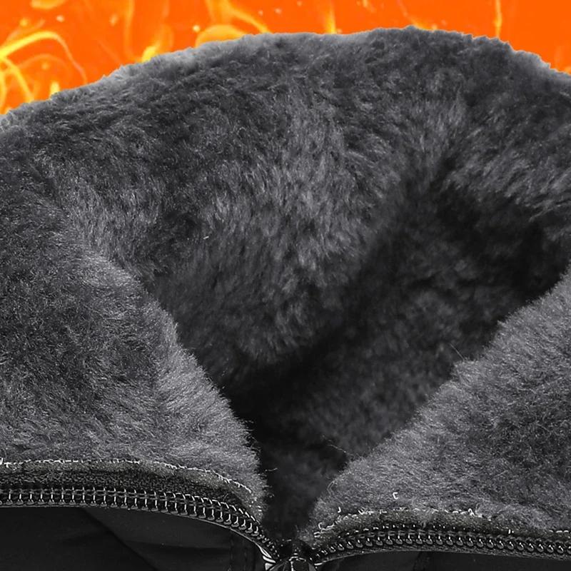 Модные мужские плюшевые ботильоны на толстой подошве из искусственного меха 2025 Водонепроницаемые Нескользящие Зимние ботинки Мужские На плоской подошве Теплые Зимние Ботинки с хлопковой подкладкой