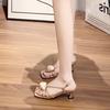 French Pearl Sandals Women's 2025 Summer New Models with Skirts Gentle Wind Evening Shoes Thick Heels Not Tired Feet High Heels