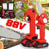 88V 1080W 4" Mini Electric Chainsaw 30MM Cordless Pruner Pruning Shears With 2PC Battery EU Plug 2 In 1 Woodworking Tool Set