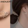 Silver Color Line Fried Dough Twists Love Heart Stud Earrings for Women Earrings Simple Trendy Jewelry