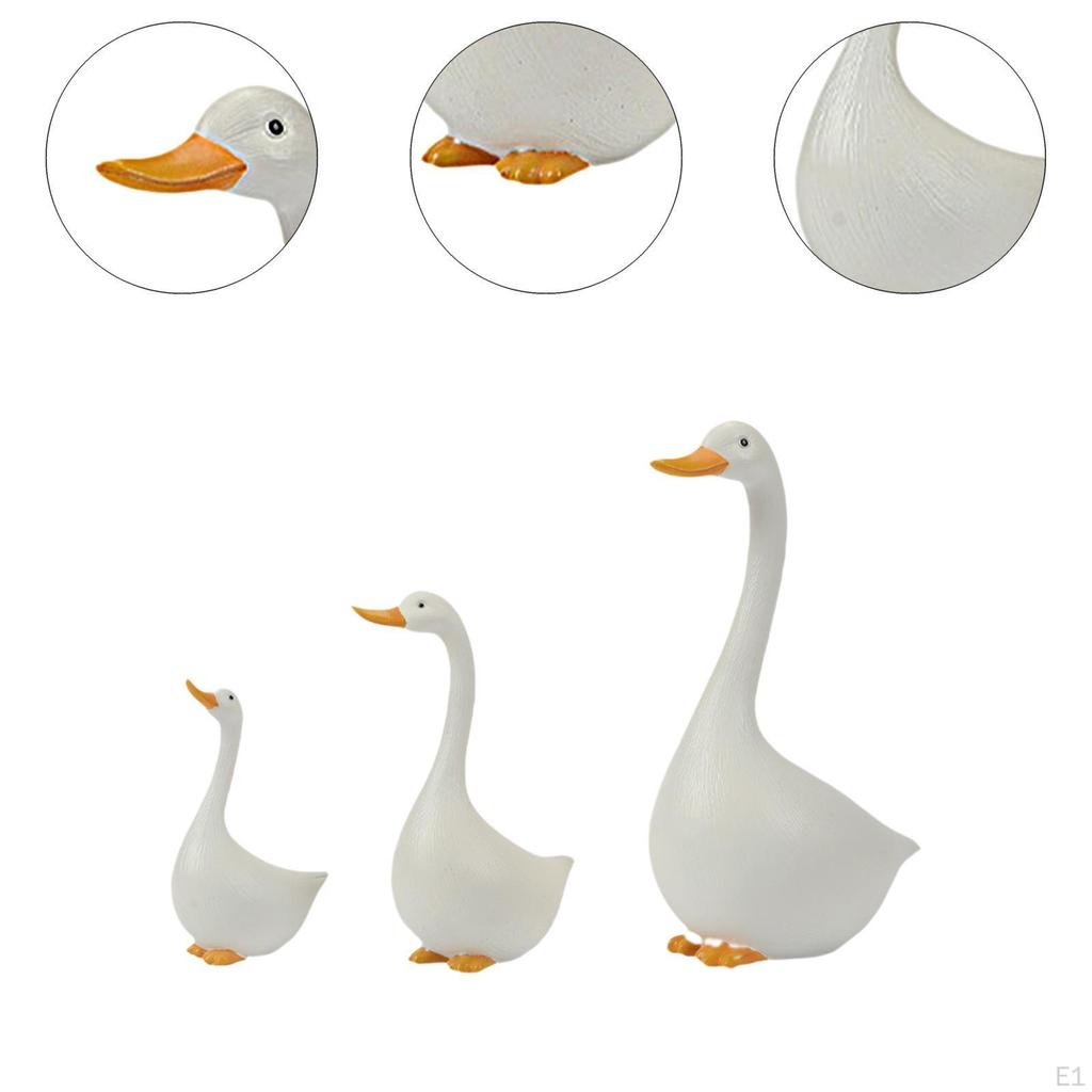 3x Статуэтки уток Фигурки животных Поделки Милые украшения для двора, Садовые скульптуры для фермерского дома ТВ