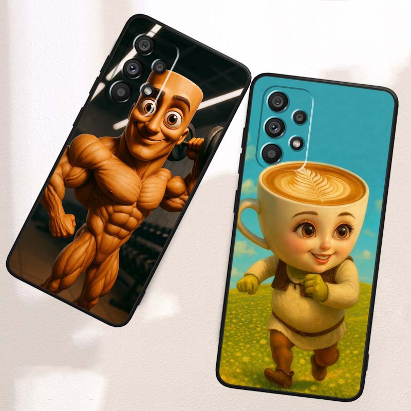 Tung Tung Tung Узор Сахур Для Samsung A73 A72 A71 A55 A54 A53 A52 A51 A13 A22 A16 A15 A12 A14 A26 A07 5G Черный Чехол для Телефона