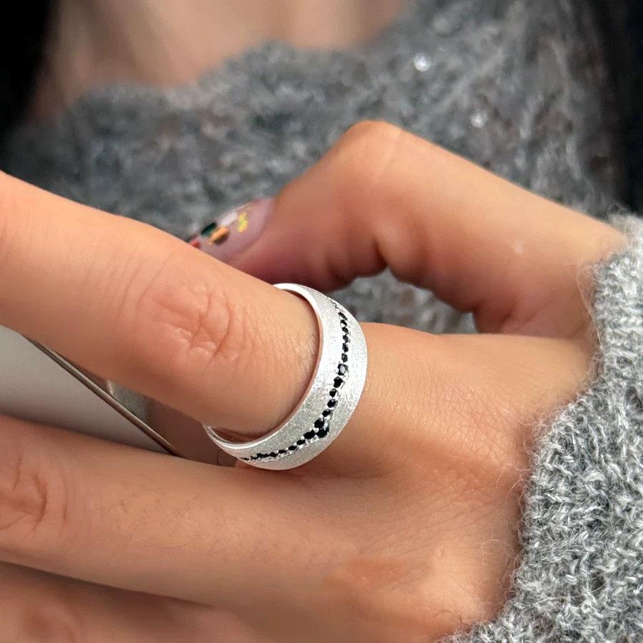 Xiaomi Кольца из стерлингового серебра 925 пробы для женщин, пары, минималистичные, ручной работы, простые, с черной циркониевой точкой, кольцо с кубическим цирконием, тонкие ювелирные изделия, подарок, предотвращение аллергии