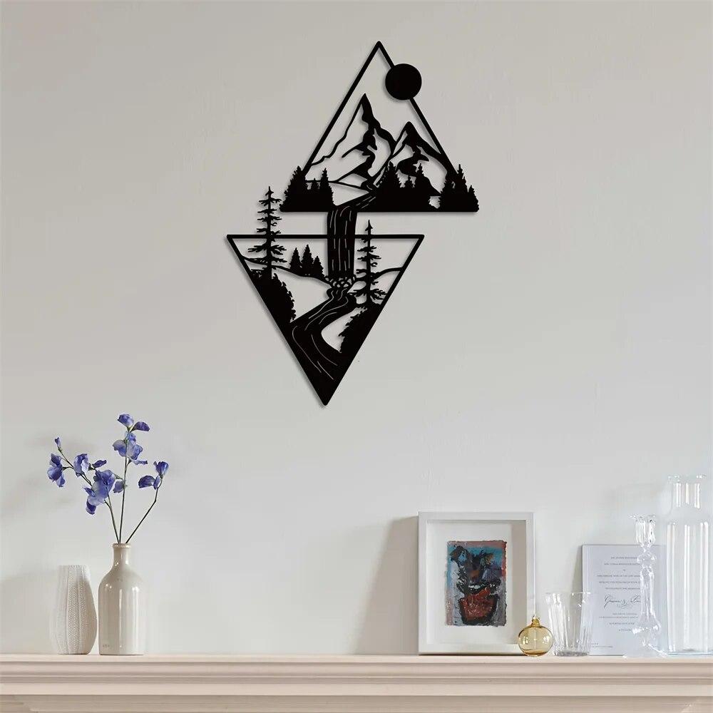 Scenery Theme Decor Wall Art Decorations Mountain Metal Wall Decor Wall Sign Metal Wall Triangle Wall Art for Room