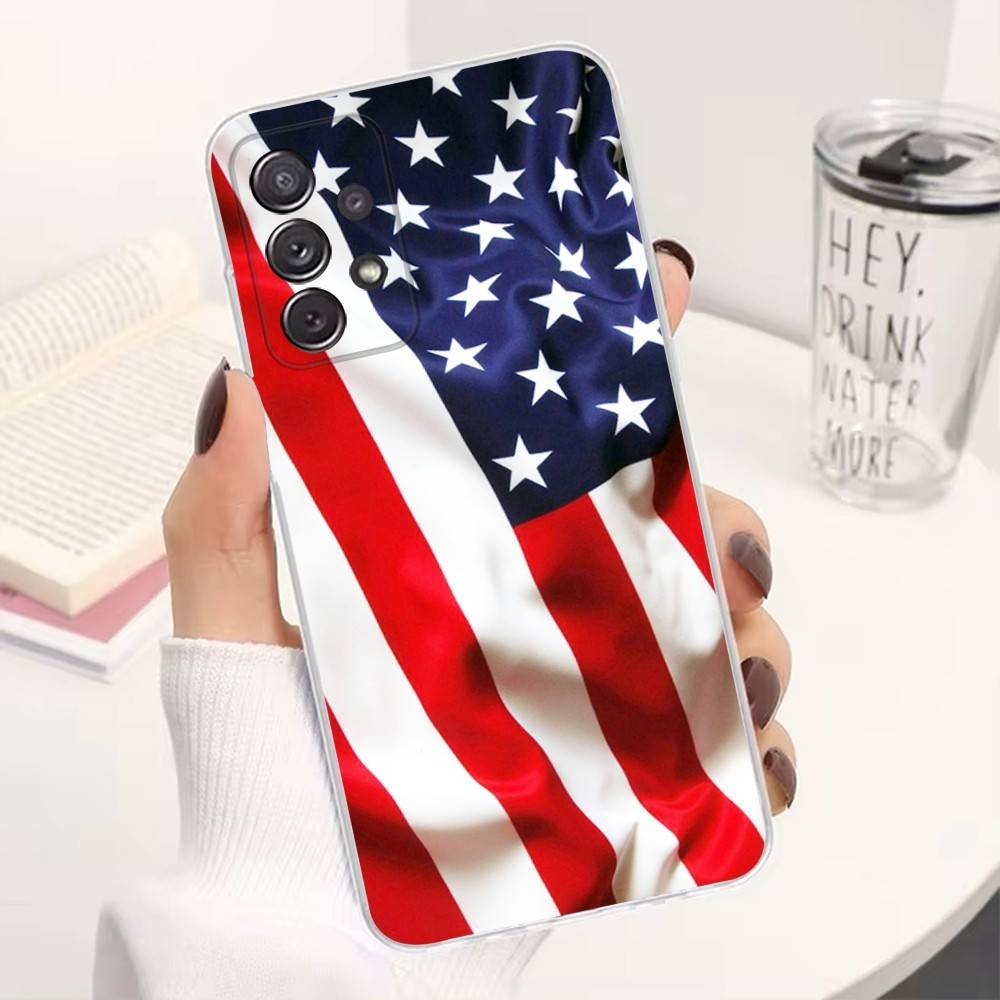 Americans Flag Great Phone Case For Samsung Ultra,FE,A30,71,51,S9,10,20,Lite, S22,23,21,PIus,Transparent, Silicone