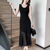Sleeveless Vest Dress Women's Summer New Suspender Skirt Long Black Hip Skirt Slim Design