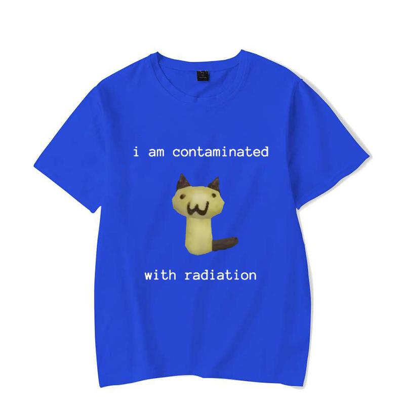I Am Contaminated with Radiation Funny Cat Meme T-shirt Short Sleeve Men Women Vintage T Shirt Male O-Neck T Shirts