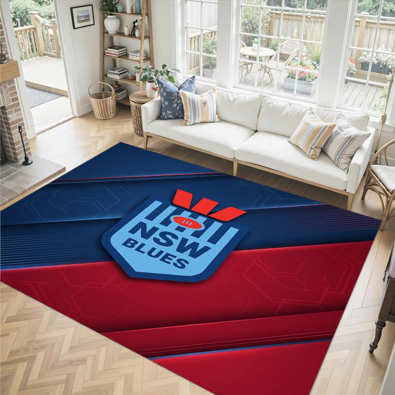 NSW Blues Design Crystal Velvet Carpet Cozy Non?Slip Printed Rug For Bedroom Living Room Entrance