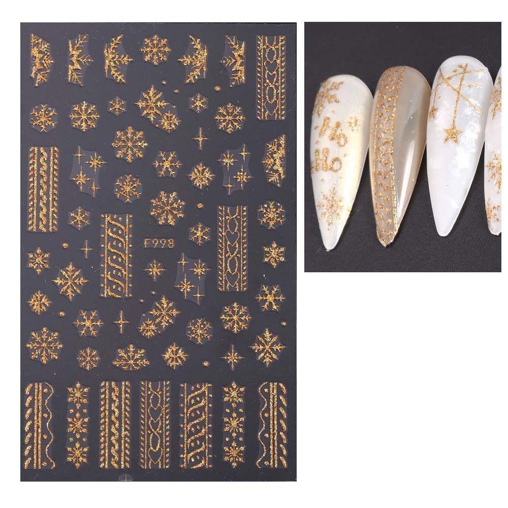 DIY Шармы для ногтей Рождественские Бронзовые Наклейки для ногтей Рождественские Украшения для ногтей в виде снежинок Девочки